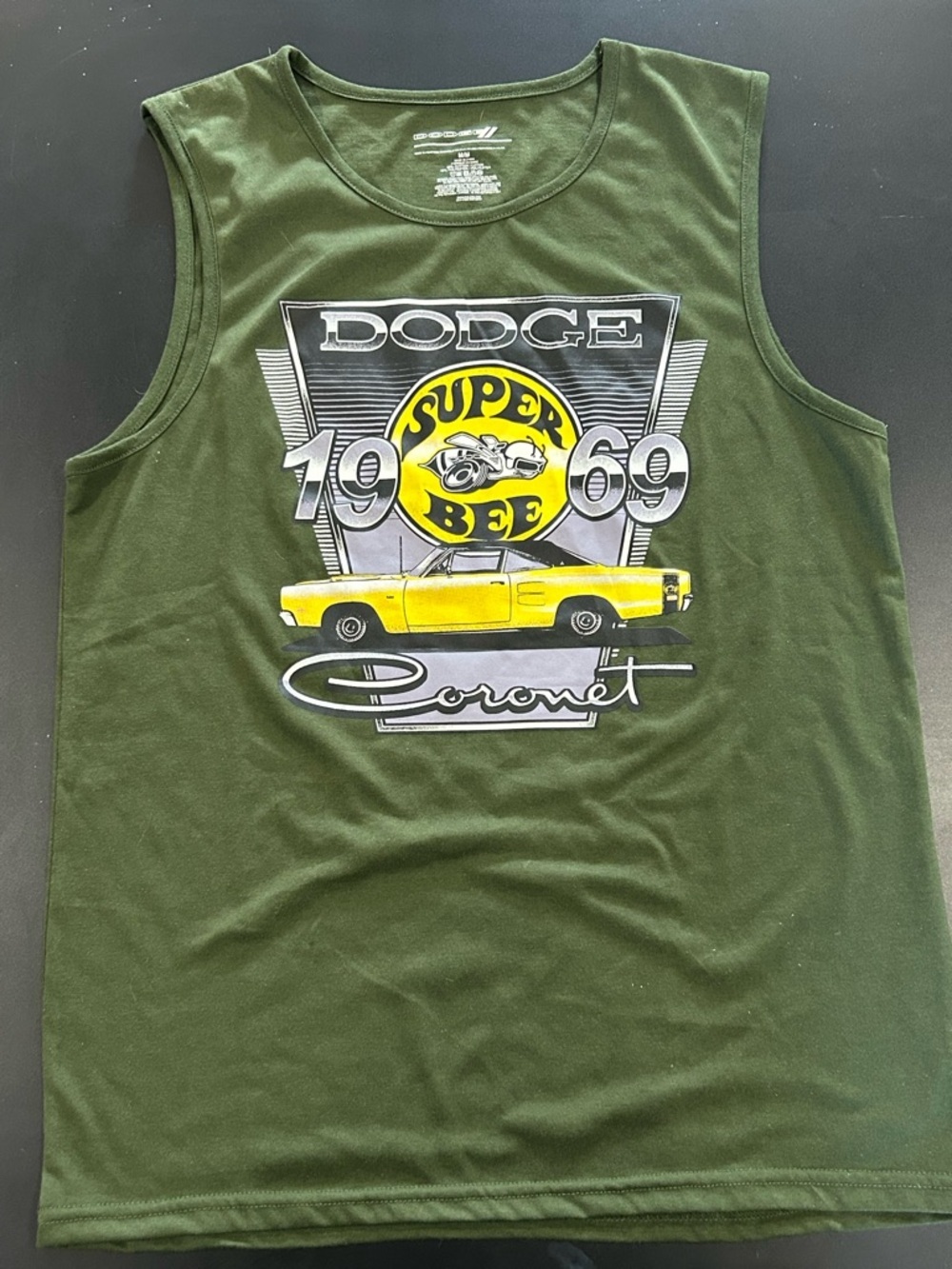 NWOT DODGE Graphic Logo Tank in Olive Green